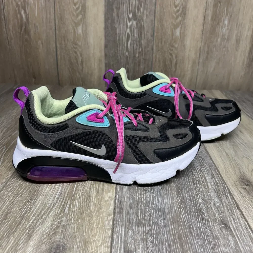 Nike Kids Youth US Size 6 Air Max 200 AT5627-004 Black Gray Pink Sneaker Shoes